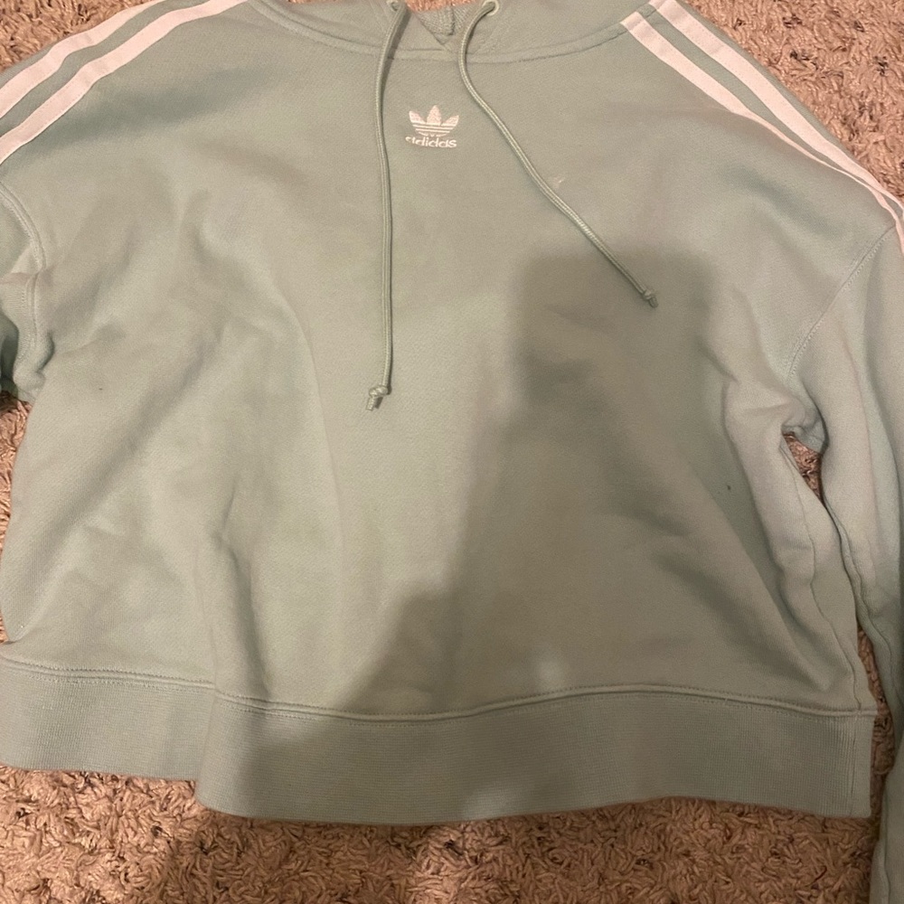 basic teal adidas crop sweatshirt